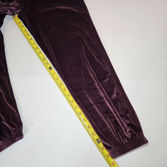 Victorias Secret Velour Lounge Set Purple Ribbed Crewneck Jogger TOP M/PANTS S - Picture 16 of 16